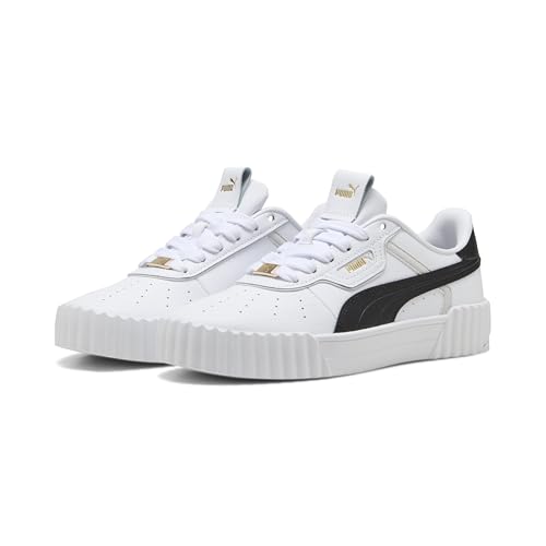 PUMA Carina 3.0 Luxe Kadın Spor Ayakkabı, PUMA White-PUMA Black-PUMA Gold, 39 EU