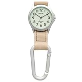 CREPHA(クレファー) キーホルダー時計 カラビナウォッチ アナログ 防水 見やすい バック かばん リュック用 ベージュ AZ-CB-A4153-WTBE