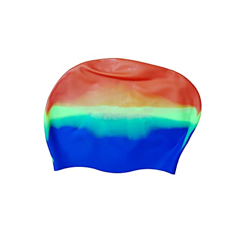 AWOCAN Silikon-Badekappe mit langen Haaren, für Damen und Mädchen, wasserdicht, für das Schwimmbad, schützt die Ohren vor dem Trocknen, langlebig, einfach an- und auszuziehen (orange) Cover