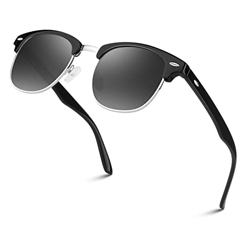 Image of LINVO丨Half Rim High-end Branded and Stylish Sunglasses丨Polarized and 100% UV Protected 丨Men & Women丨Medium丨Riding & Driving