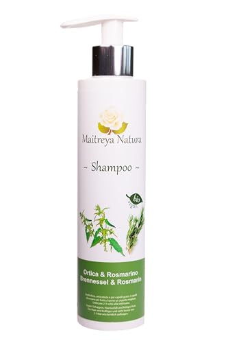 SHAMPOO ROSMARINO E ORTICA bio 200ml – stimola crescita, rinforza e idrata, antiforfora, naturale, vegan e cruelty free, senza solfati, per tutti i tipi di capelli.