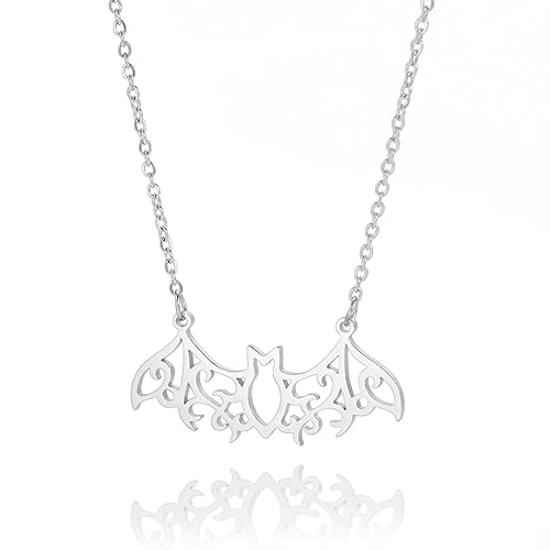 VASSAGO Collar de murciélago con colgante de murciélago de vampiro, gótico, gargantilla de murciélago, collar de hip-hop, punk, alas de murciélago, collares góticos de Halloween para mujeres y niñas,