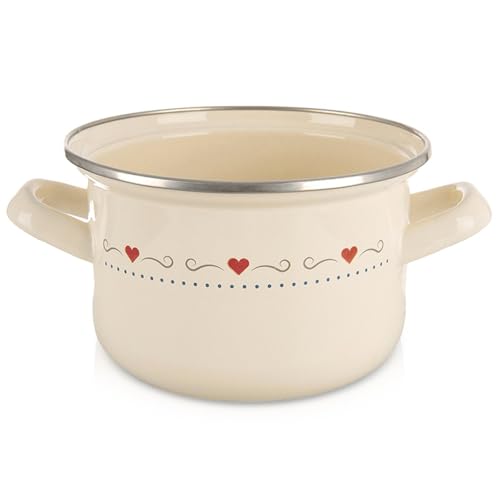 orion group Emaille Kochtopf 1 4 l Ø 16 cm Praktischer Kochtopf mit ergonomischen Griffen Für alle Herdarten & Ofen geeignet Spülmaschinenfest Robuste Emaillebeschichtung