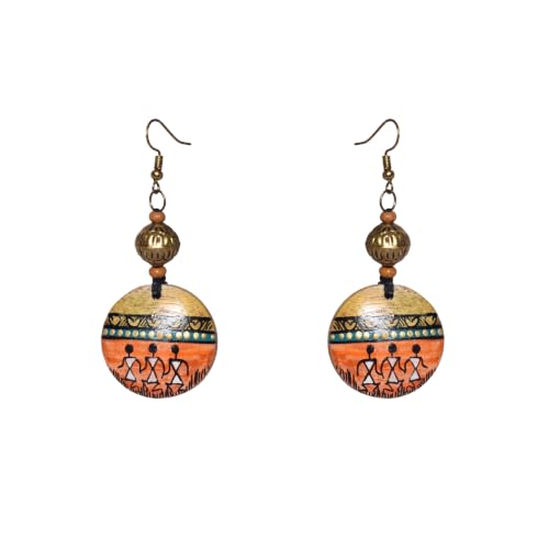 Image of Handcrafted Artistic & Tribal Earrings Collection for Women - Bohemian, Floral, Wooden & Ethnic Statement and Stud Designs