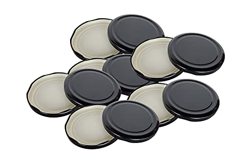 Image of Pure Source India Metal Lug Cap Lid for Glass jar and Milk Bottles, Rust Free, Airtight, Food Grade Caps - 12 Pieces, 42 mm, Black