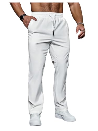 SOLY HUX Men's Casual Pants Drawstring Elastic Waist Straight Leg Pants with Pockets