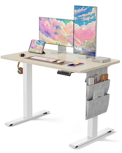 Image of Marsail Electric Adjustable Height Standing Desk with Storage Bag, 40 * 24 inch Sit Stand Up Desk for Home Office,Computer Gaming Workstation, 4 Memory Height Settings,Cable Manager, and Headphone Hook