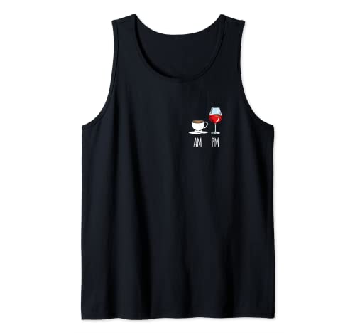 Am Coffee Pm Wine - Copa de vino Camiseta sin Mangas