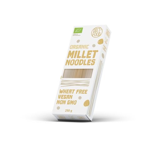 Diet-Food Millet Bio Glutenfreie Hirsenudeln – Bio Hirse Glutenfrei – Low Carb Nudeln – Glutenfreie Nudeln – Suppennudeln – Gesund und Nahrhaft – 250gr
