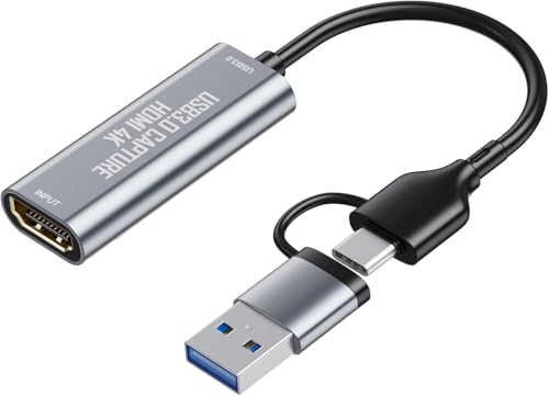 Video Capture Card, USB 3.0 HDMI auf USB C/A Videoaufnahmekarte, 4K Eingang und 2K30Hz Capture, hdmi Grabber kompatibel mit Nintendo Switch PS Xbox TV YouTube Camera Laptop Handy Mac OBS Video Capture Card, USB 3.0 HDMI auf USB C/A Videoaufnahmekarte, 4K Eingang und 2K30Hz Capture, hdmi Grabber kompatibel mit Nintendo Switch PS Xbox TV YouTube Camera Laptop Handy Mac OBS