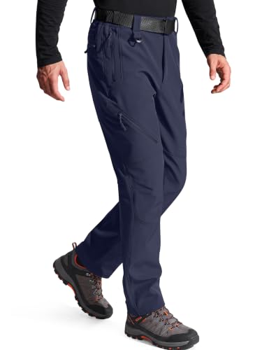 Image of FREE SOLDIER Men's Fleece Lined Outdoor Cargo Hiking Pants Water Repellent Softshell Snow Ski Pants with Zipper Pockets
