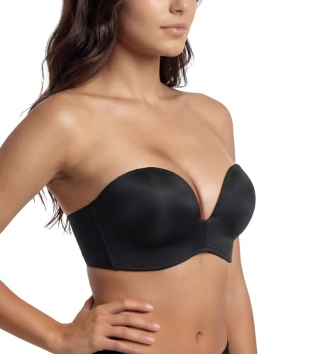 Image of Lemorosy Women's Wireless Push Up Plunge Padded Non-Slip Invisible Strapless Bra