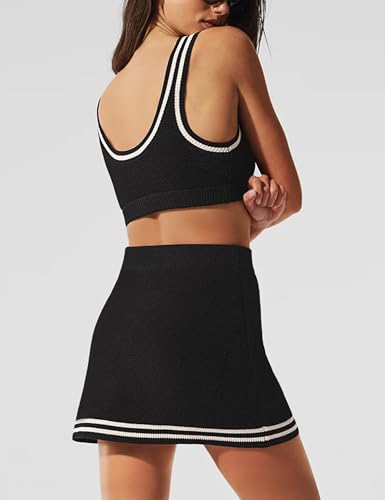 TQD 2 Piece Workout Sets for Women Tennis Mini Skirt Set with Shorts Tank Top and Short Athletic Summer Outfits Trendy 2026 - Image 3