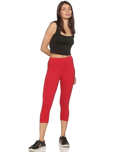 Image of OUTFLITS Women's Knee-Length Cotton Spandex Essential Capri Stretchy Leggings |Small - 2XL Adult |Yoga Leggings, Workout, Gym, Running 3 /4th Leggings for Women(OFLLC)