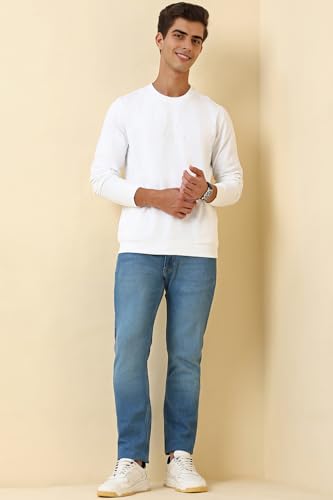 Image of Allen Solly Men's Cotton Blend Crew Neck Sweatshirt with Straight Pocket