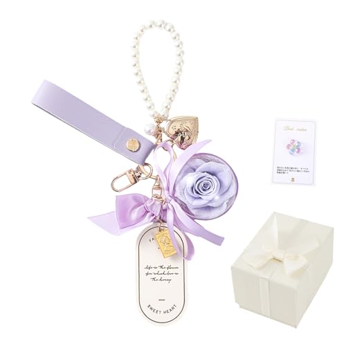 プリザーブドフラワー キーホルダーレディースキーホルダー Happy birthday 母の日プレゼント ホワイト デープレ枯れない花 誕生日プレゼント女性人気 かわいい ウサギ 母 敬老の日 彼女 女性友達 娘 ギフト バレンタイン 記念日 結婚祝い 引