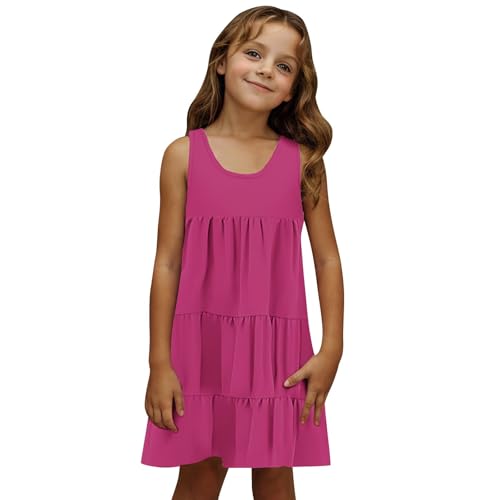 Girls 2025 Sundresses Summer Flowy Sleeveless Casual Crewneck Boho Dresses Beach Vacation Clothes Size 4-14 Years