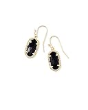 Kendra Scott Lee Drop Earrings for Women, Fashion Jewelry, 14k Gold-Plated, Black Opaque Glass