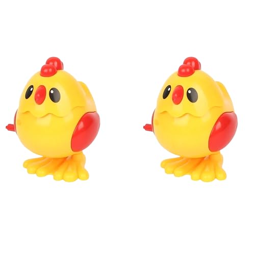 Image of Crackles Wind-Up Jumping Chicken Hen Toy | Key-Operated Crank Mini Hen For Babies | Spring Hopping Action |Crawling Walking Toy Set for Kids | Party Favor & Birthday Gift for Boys and Girls -Pack of 2