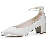 Rainbow Club Brautschuhe Kamilla - Damen, Pumps, Ivory/Creme, Satin, Riemchen, Bequem gepolstert, Blockabsatz, Gr. 36 (UK 3)