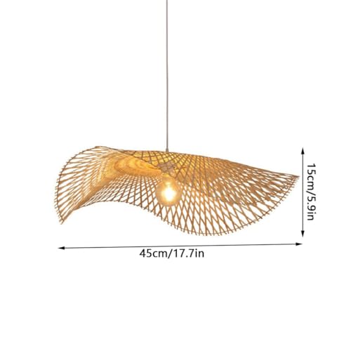 Lámpara de bambú de techo de 45cm estilo boho para comedores 6