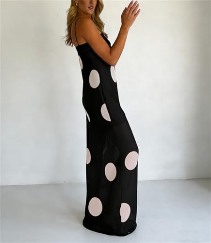 Image of Yuemengxuan Boho Maxi Dresses for Women Spaghetti Strap Flowy Smocked Long Dress Casual Summer Vacation Beach Maxi Dress