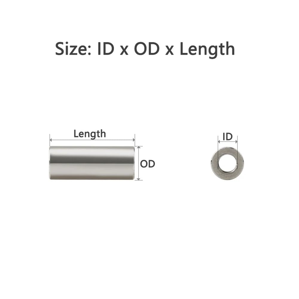 Arandelas variadas 5/10 piezas M8 de acero inoxidable sin rosca, juntas de buje, anillos espaciadores huecos redondos, longitud de manguito 2, 3, 4, 5, 6, 8, 10, 12, 16, 20 mm, arandelas de sujeción(8