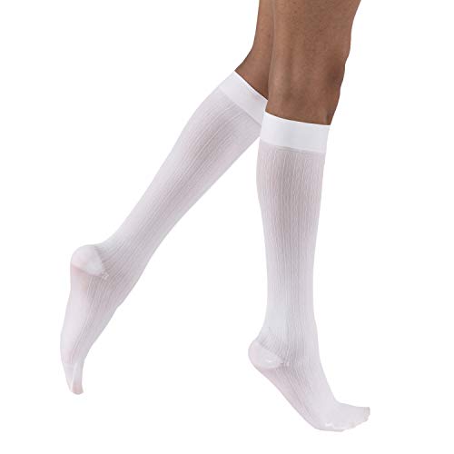 Image of JOBST soSoft Knee High Closed Toe Ribbed Brocade Compression Stockings, High Quality, Breathable, Extra Soft Legwear for Tired and Heavy Legs, Compression Class- 8-15