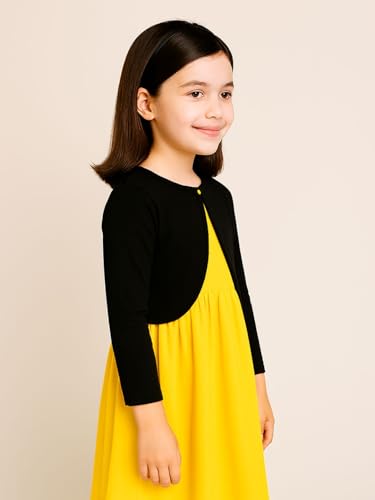 Image of KRYPTIC Kids Girls Crop Length Cotton Shrug - Soft Lightweight Open Front Layer for Stylish Everyday Wear Casual Outfits