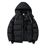 レディース 冬用 カジュアル ジャケット 長袖 フード付き スタンドカラージッパー 防水 厚手 コットン コート カップル用,黒,S