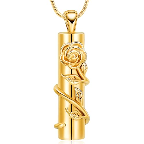 Pendentif urne funéraire pour cendres et collier rose commémoratif mixte