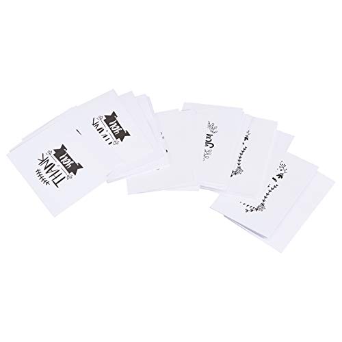 Image of Amazon Basics Thank You Cards and Envelopes, Black and White, 4 inch x 6 inch, 48 Count (Pack of 10)