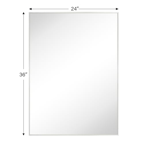 Image of TEHOME Chrome Bathroom Vanity Mirror with Squared Corners, 24x36'' Silver Rectangle Stainless Steel Metal Framed Mirror for Bathroom