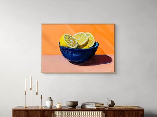Tableau abstrait citron idéal pour décorer une cuisine moderne