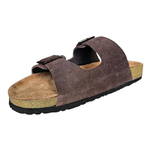 Image of Men Suede Leather Sandals | Cushioned Footbed | Comfortable | Casual Slip-on Slippers