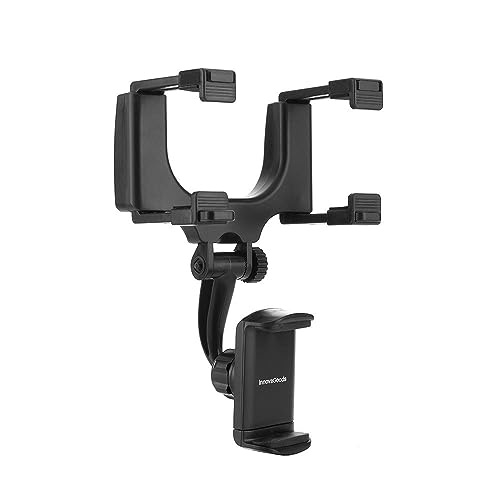 InnovaGoods® Soporte de Smartphone para Espejo retrovisor, Soporte movil Coche sujeta tu móvil de Forma Segura y Estable, Accesorios Coche con diseño ergonómico y fácil de Instalar.
