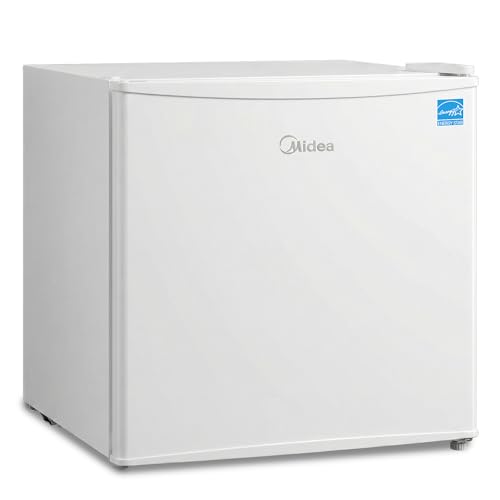 Image of Midea MERM17B0AWW Mini Fridge, 1.7 Cu.ft Energy Star Certified Mini Refrigerator, Adjustable Thermostat, Reversible Door, Low Noise for Dorm, Office, Bedroom, White