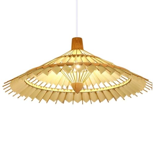Chandelier en bambou japonais beige 50cm avec dôme vide pour salon et chambre