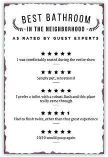 ZOVSON Best Bathroom In The Neighborhood Vintage Metal Sign Bathroom Wall Art Decor Farmhouse Country Home Decor 8X12Inch