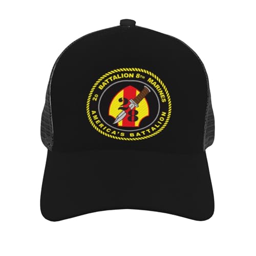 US Marine Corps 2nd Battalion, 8th Marines Mesh Baseball Cap - Classic Adjustable Peak Cap, Trucker Hat for Men & Women2