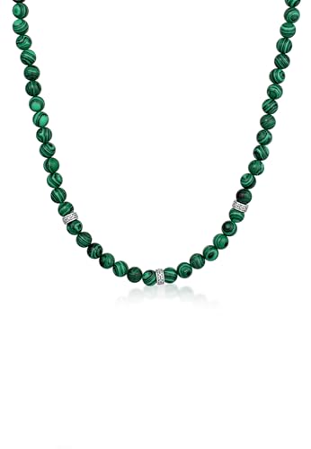 Collier malachite homme en argent 925 Kuzzoi fait main 50cm