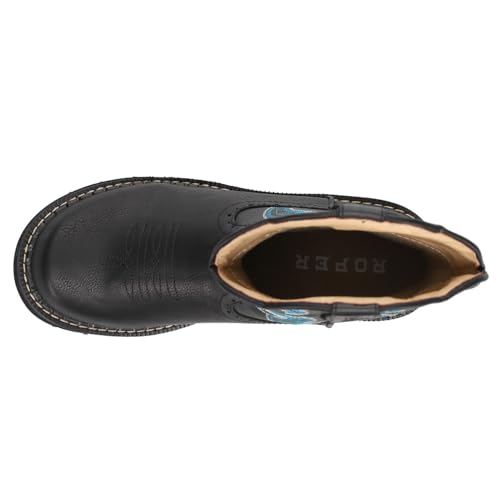 ROPER Womens Chunk Rider Embroidery Round Toe Casual Boots Ankle Low Heel 1-2" - Black4