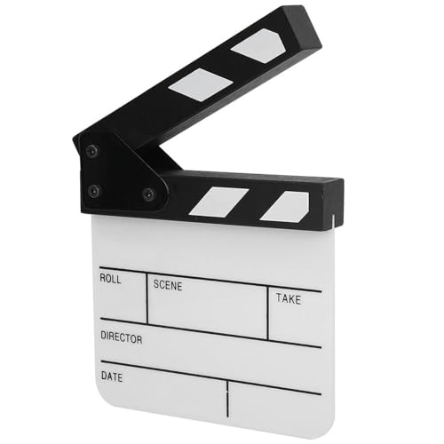 Mini Acrylic Clapper Board, Director Scene Film Cut Prop Action Board with Whiteboard Pen for Shoot PropsAdvertisementHome DecorationCosplayBackground (Black and White