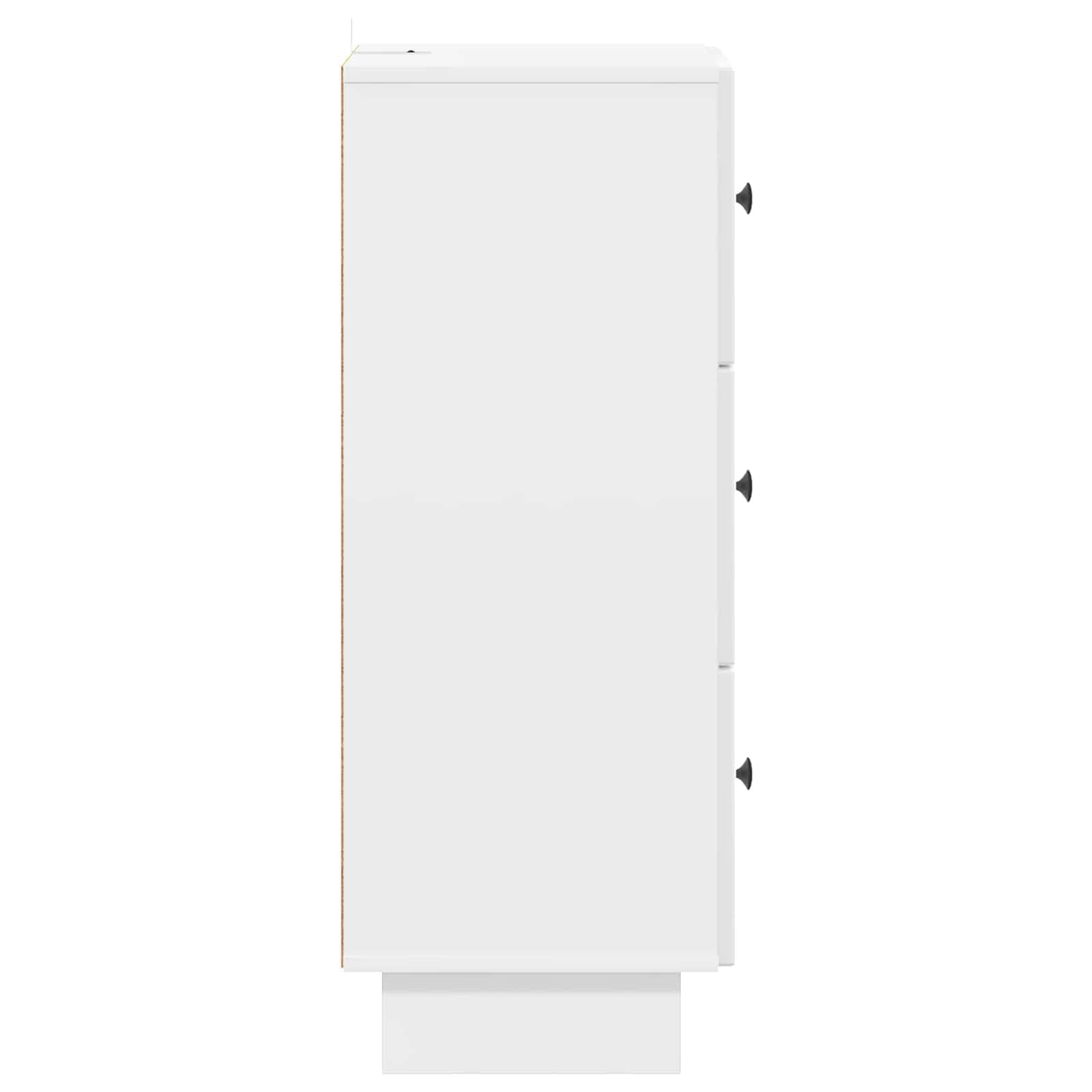 Cassettiera in legno bianco lucido, 33 x 34,5 x 90 cm, con 3 cassetti, per soggiorno, corridoio, ufficio, spazio e ordine