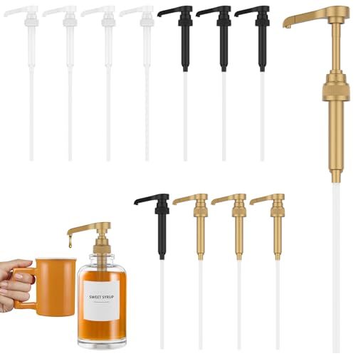 12Pcs Syrup Pumps Fits 25.4OZ/750ML Bottles Leakproof Coffee Syrup Pump for Syrup Bottles Cuttable Syrup Pump Dispenser Portable Coffee Flavoring Syrup Pump 3 Colors Reusable for Home Coffee Bar \