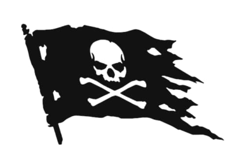 Pirate Flag Decal Sticker - Jolly Roger Pirates Caribbean Walk the Plank Ship Boat Nautical Team Captain Window Bumper Car Truck - Multiple Sizes and Colors Available
