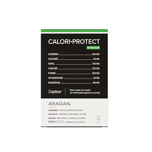 CaloriProtect - Complement Alimentaire Capteur de Graisse - Gymnema, Magnesium, Caroube, Nopal, Huile Essentielle de Mandarine - Aragan - 60 Gélules