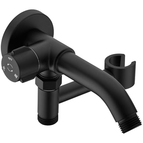 MENGDIYA Solid Metal Shower Arm Diverter with Handshower Mount for Hand Held Showerhead and Fixed Spray Head ∣ G 1/2 3-Way Bathroom Universal Shower System Replacement Part (Matte Black) Cover
