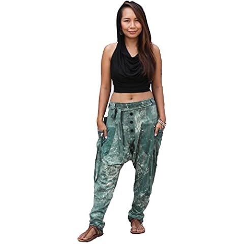 Thaluta Women's Harem Loose Yoga Travel Lounge Pants with Pockets Casual Boho, Gecko, One size Cover