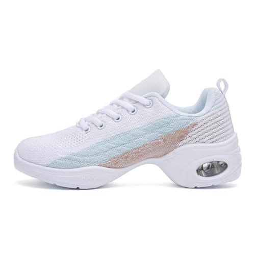 Hixingo Respirable Zapatillas de Deporte Jazz para Mujeres, Zapatos de Baile Antideslizantes Baile Sneaker Ligeros y Transpirables para Fitness y Entrenamiento de Danza